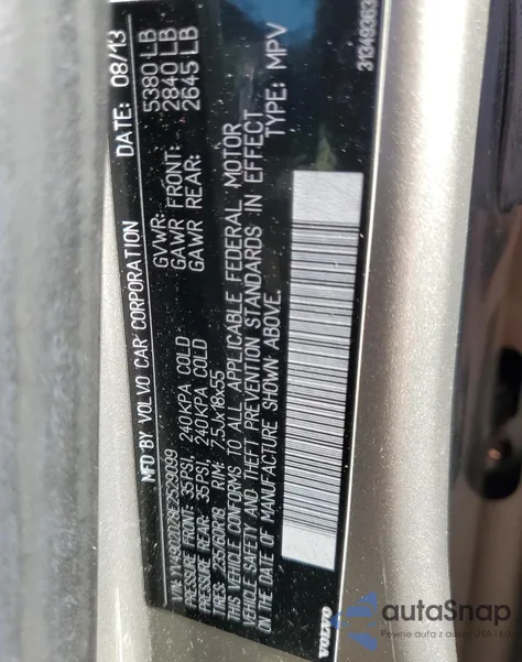 2014 Volvo Xc60 T6 z USA, uszkodzony, nr VIN YV4902DZ8E2529099